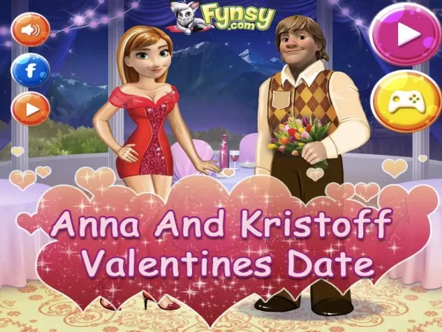 Frozen  Games, Anna and Kristoff Valentines Date, Games-kids.com