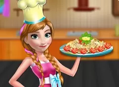 Frozen  Games, Anna Cooking Pasta, Games-kids.com