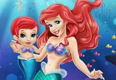 Little Mermaid Games, Ariel Playing with her Baby, Games-kids.com