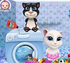 Talking Friends Games,  Baby  Tom and Angela Washing Clothes, Games-kids.com