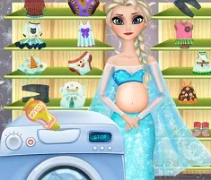 Frozen  Games,  Elsa Pregnant Washing Clothes, Games-kids.com
