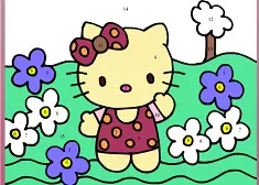 Hello Kitty Games,  Hello Kitty Color by Numbers, Games-kids.com