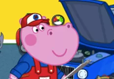 Animal Games, Hippo Car Service Station, Games-kids.com