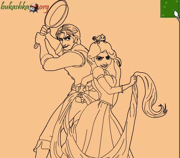 Rapunzel Games, Rapunzel and Flynn Coloring, Games-kids.com