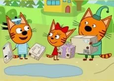 Animal Games, Three Cats Puzzle, Games-kids.com