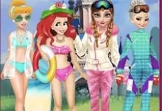 Princess Games, Winter Skiing vs Swimming, Games-kids.com